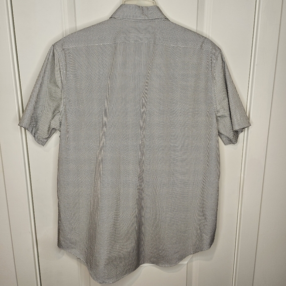 Calvin Klein CK Mens Dressy 100% Cotton Button Up White Black Office Shirt M - Picture 4 of 6